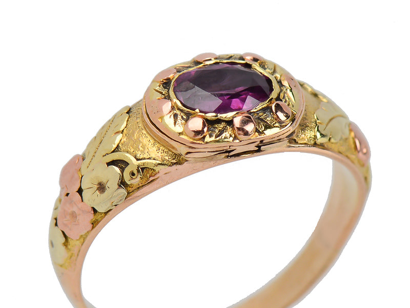 Georgian Secret Locket Garnet Ring
