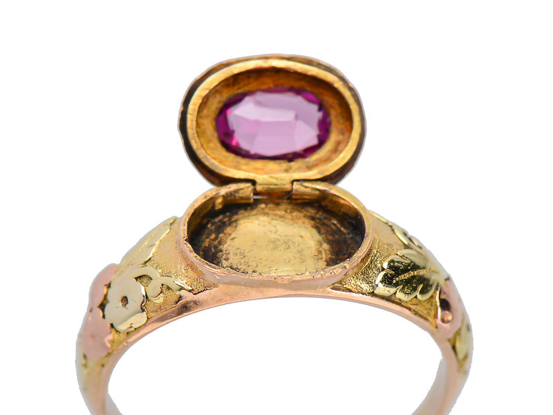 Georgian Secret Locket Garnet Ring