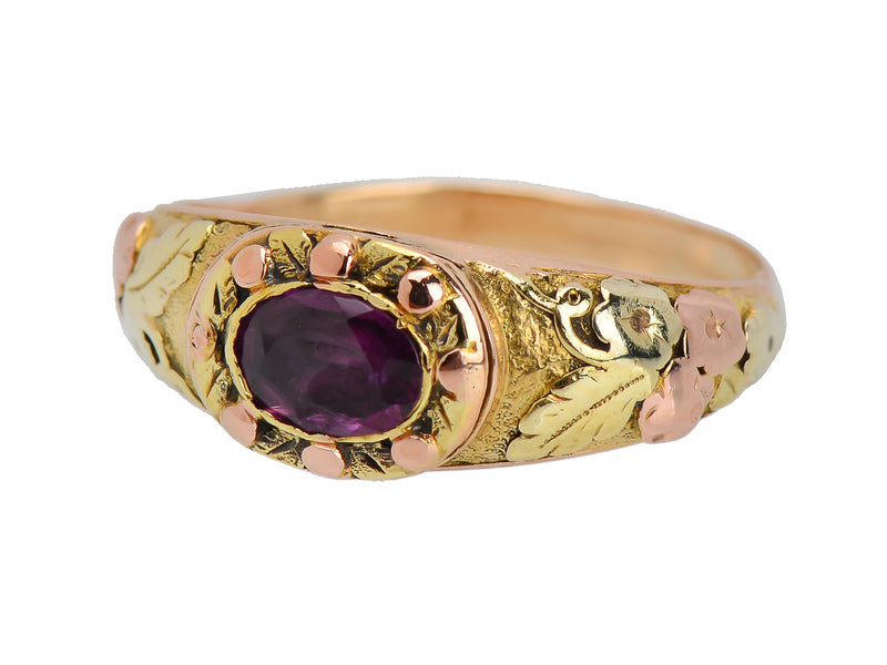 Georgian Secret Locket Garnet Ring