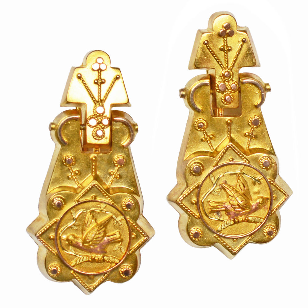 Victorian Gold Bird Motif Earrings