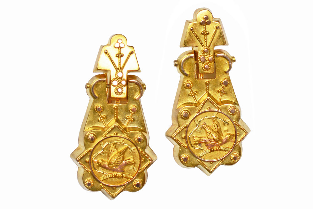 Victorian Gold Bird Motif Earrings