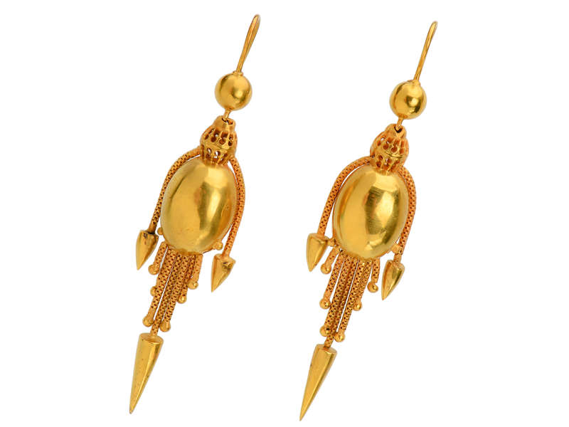 Victorian Gold Fringe Earrings in 15k