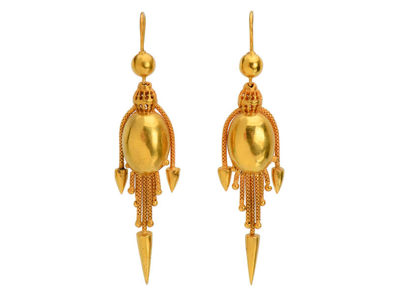 Victorian Gold Fringe Earrings in 15k