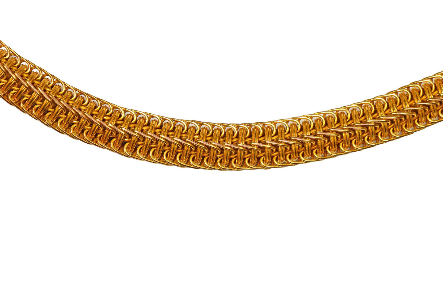 Sinuous Antique Victorian Woven Gold & Turquoise Snake Necklace