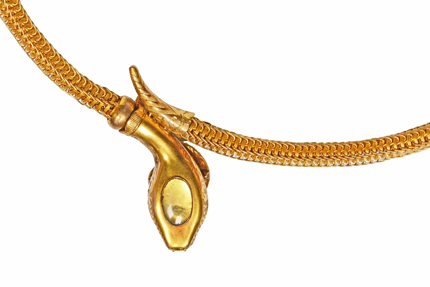 Sinuous Antique Victorian Woven Gold & Turquoise Snake Necklace