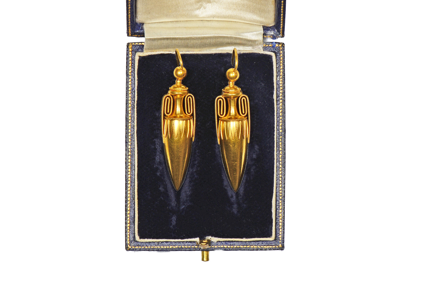 Ancient Evenings - Victorian Gold Urn Antique Earrings in Box