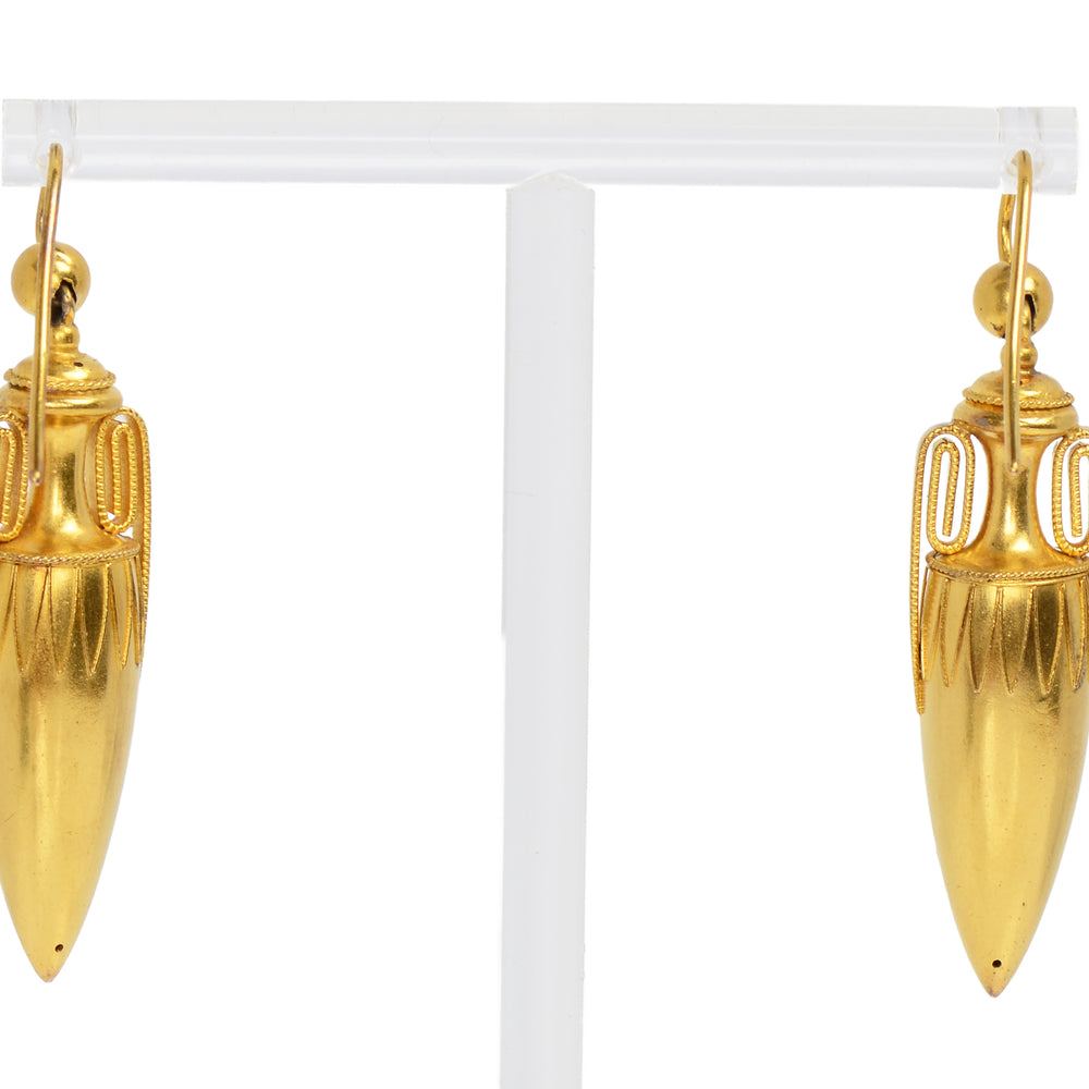 
                      
                        Ancient Evenings - Victorian Gold Urn Antique Earrings in Box
                      
                    