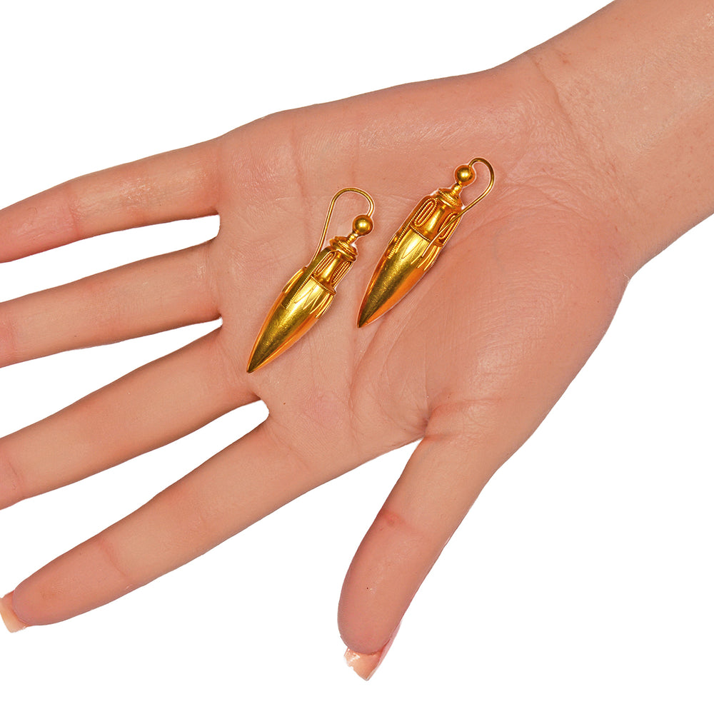 
                      
                        Ancient Evenings - Victorian Gold Urn Antique Earrings in Box
                      
                    