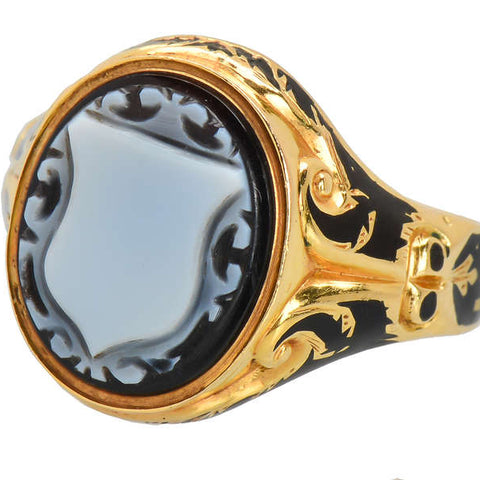 In Memory - Victorian Enamel Crest Ring of 1859