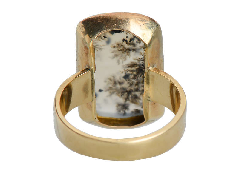 Victorian Picture Moss Agate Gold Ring