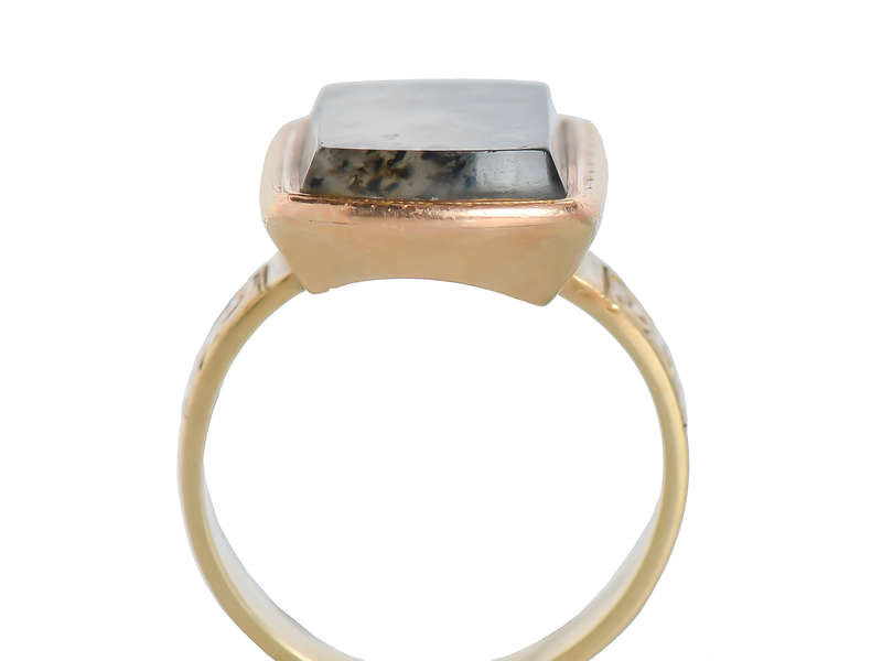 Victorian Picture Moss Agate Gold Ring