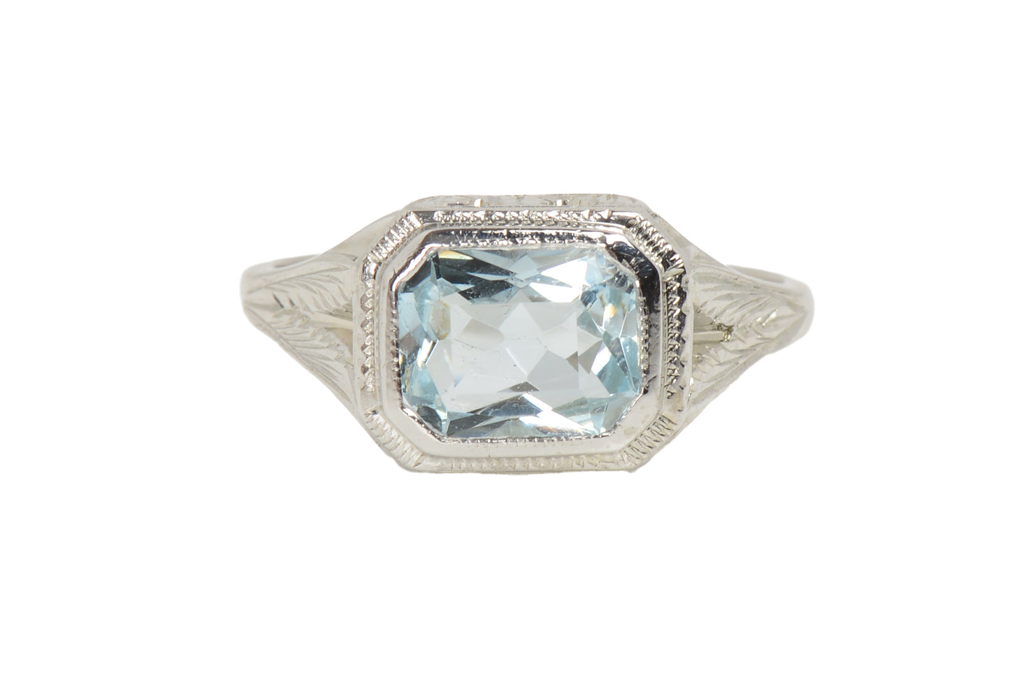 Vintage Aquamarine 14k White Gold Ring c. 1930