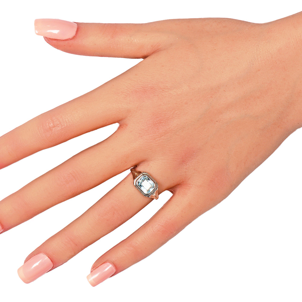 
                      
                        Vintage Aquamarine 14k White Gold Ring c. 1930
                      
                    