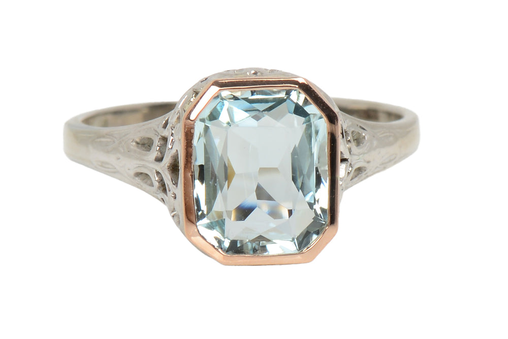 Shafer Douglas Antique Vintage Aquamarine Rectangular Ring – The