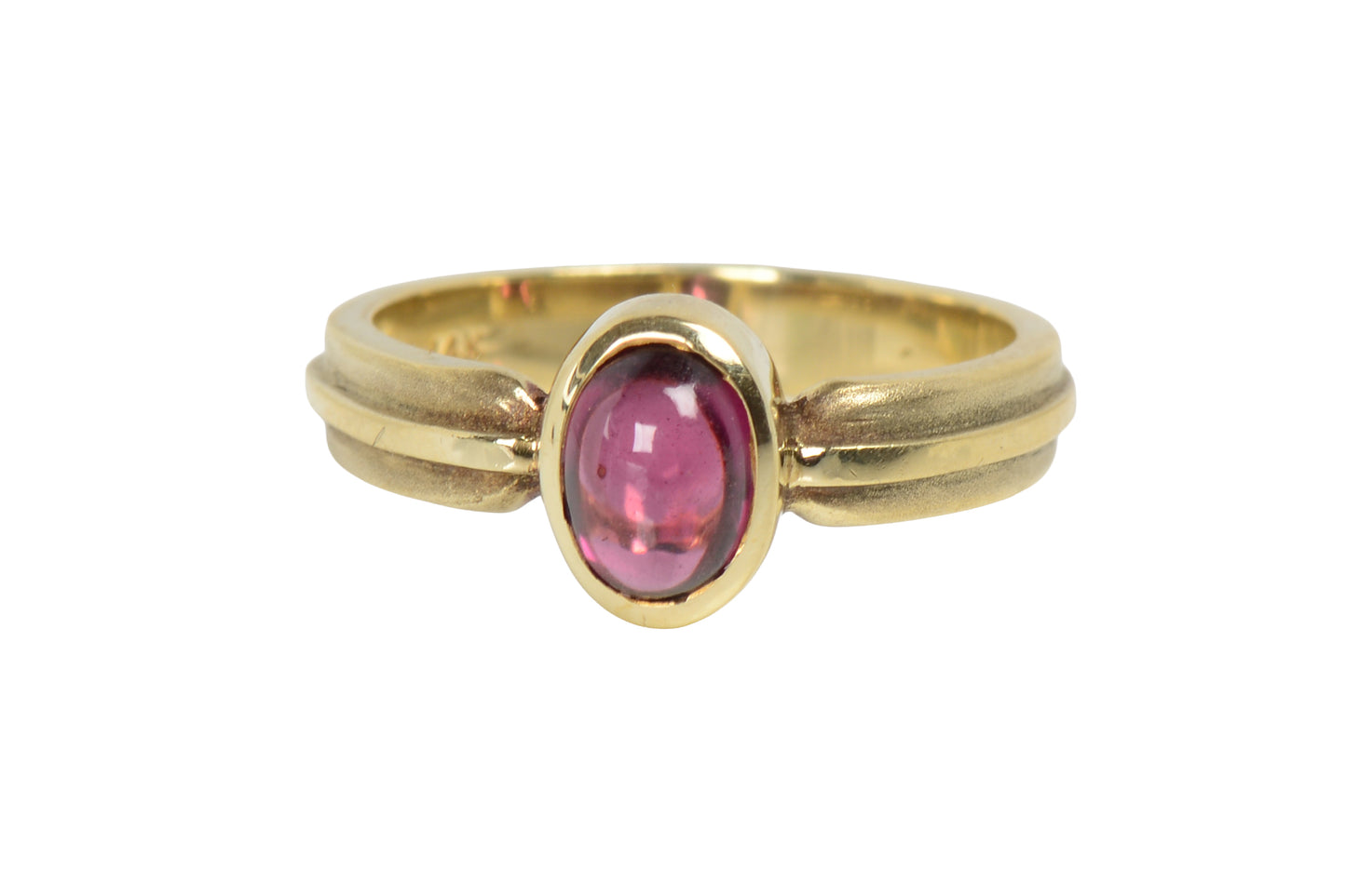 Vintage Garnet Bezel Set 14k Gold Ring