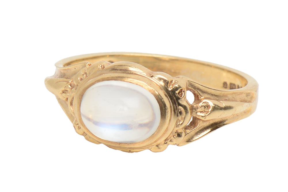 Neon Aura - Blue Flash Vintage Moonstone Gold Ring