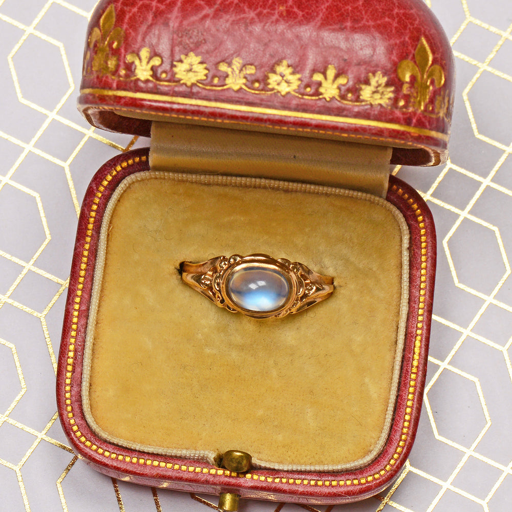 Neon Aura - Blue Flash Vintage Moonstone Gold Ring