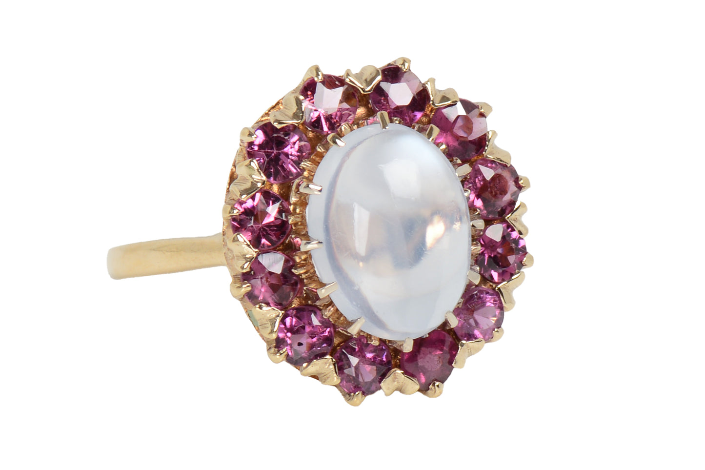 Vintage Blue Moonstone Pink Tourmaline Ring
