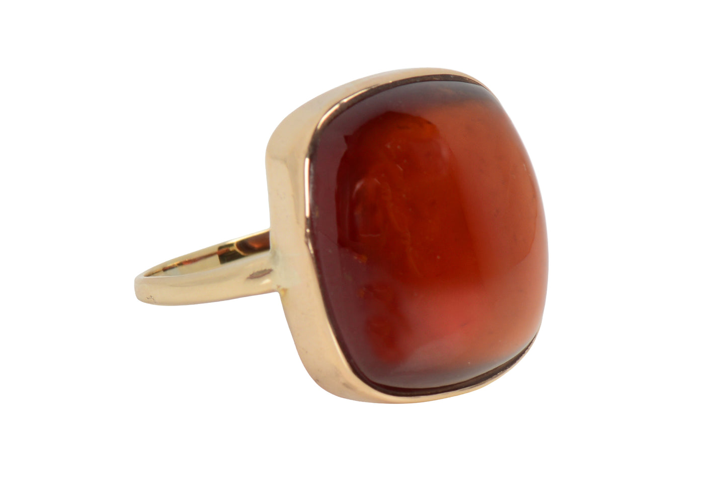 Cabochon Cushion Shaped Garnet Gold Ring