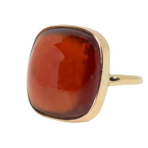 Cabochon Cushion Shaped Garnet Gold Ring