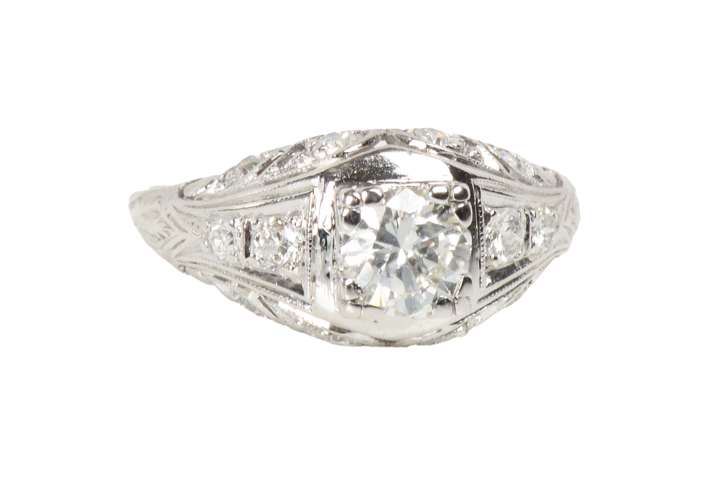 Radiance - Diamond Platinum Vintage Engagment Ring