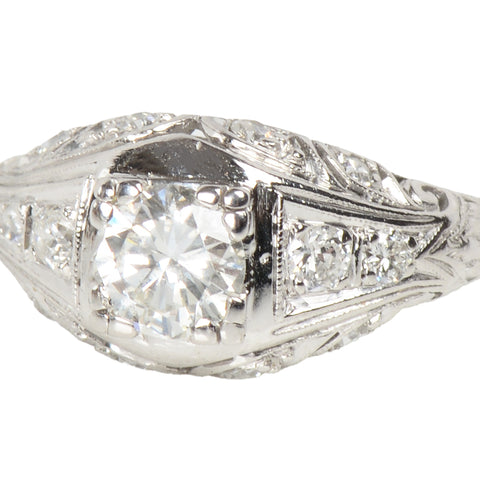 Radiance - Diamond Platinum Vintage Engagment Ring