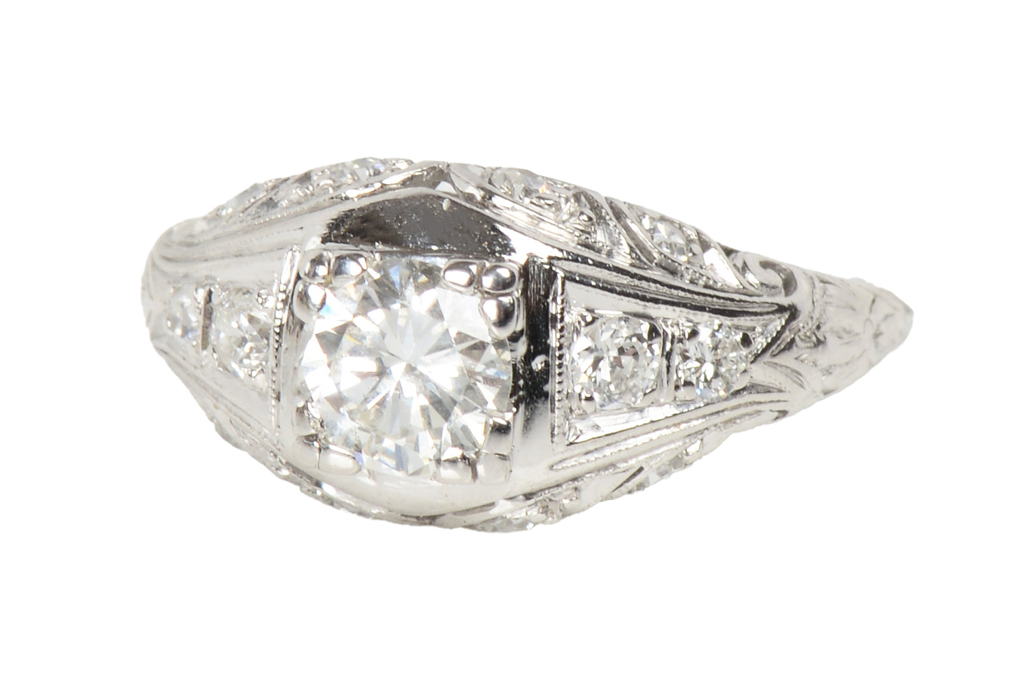 Radiance - Diamond Platinum Vintage Engagment Ring