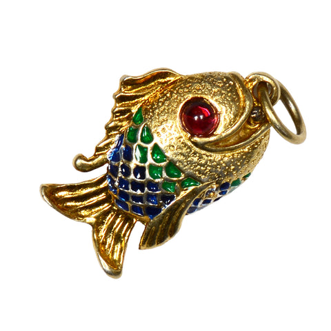 Catchy - Vintage Vermeil Enamel Fish Pendant