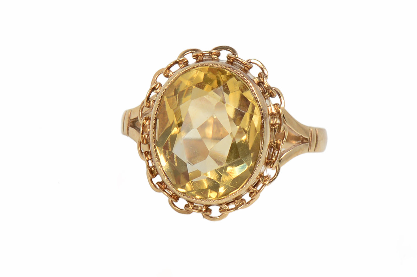 Vintage Bezel Set Oval Citrine Gold Ring