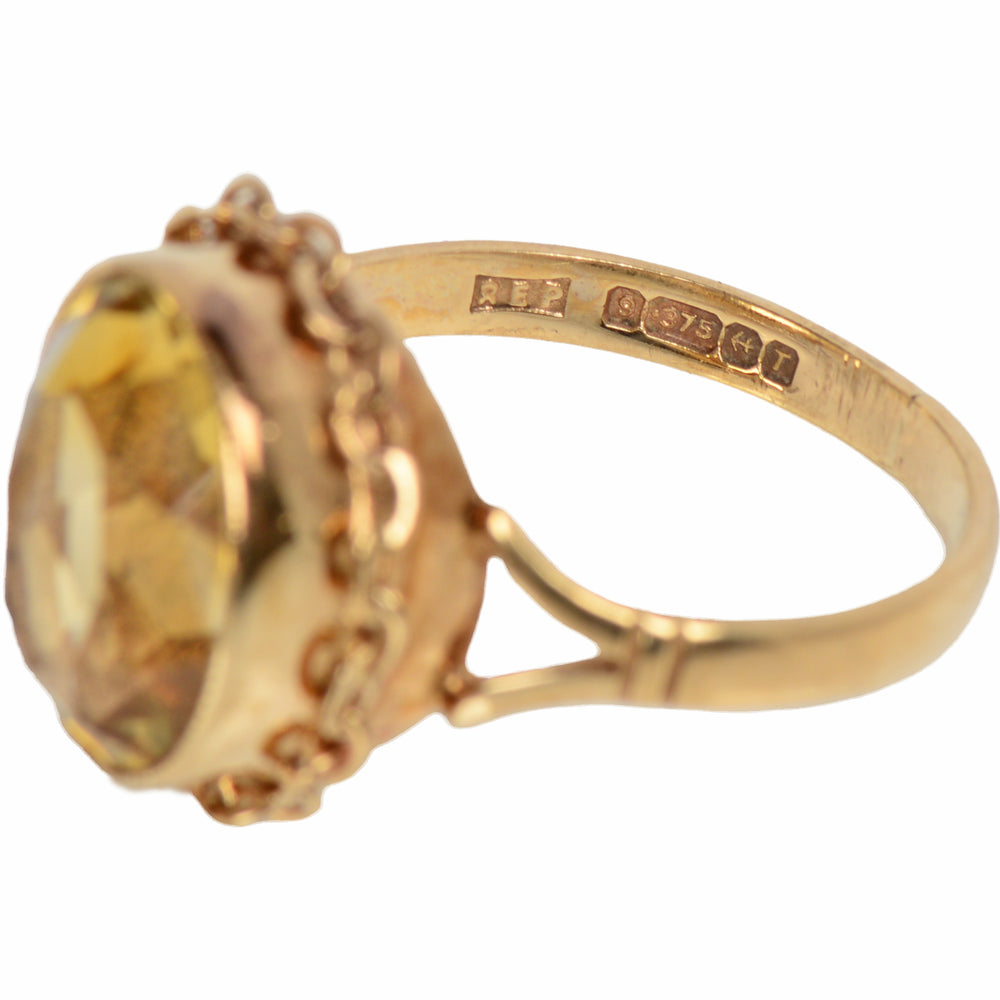 Vintage Bezel Set Oval Citrine Gold Ring