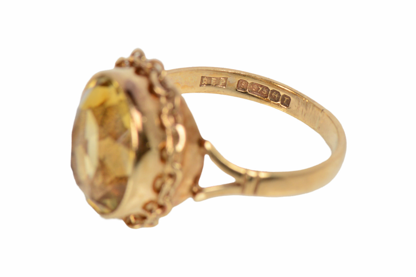 Vintage Bezel Set Oval Citrine Gold Ring