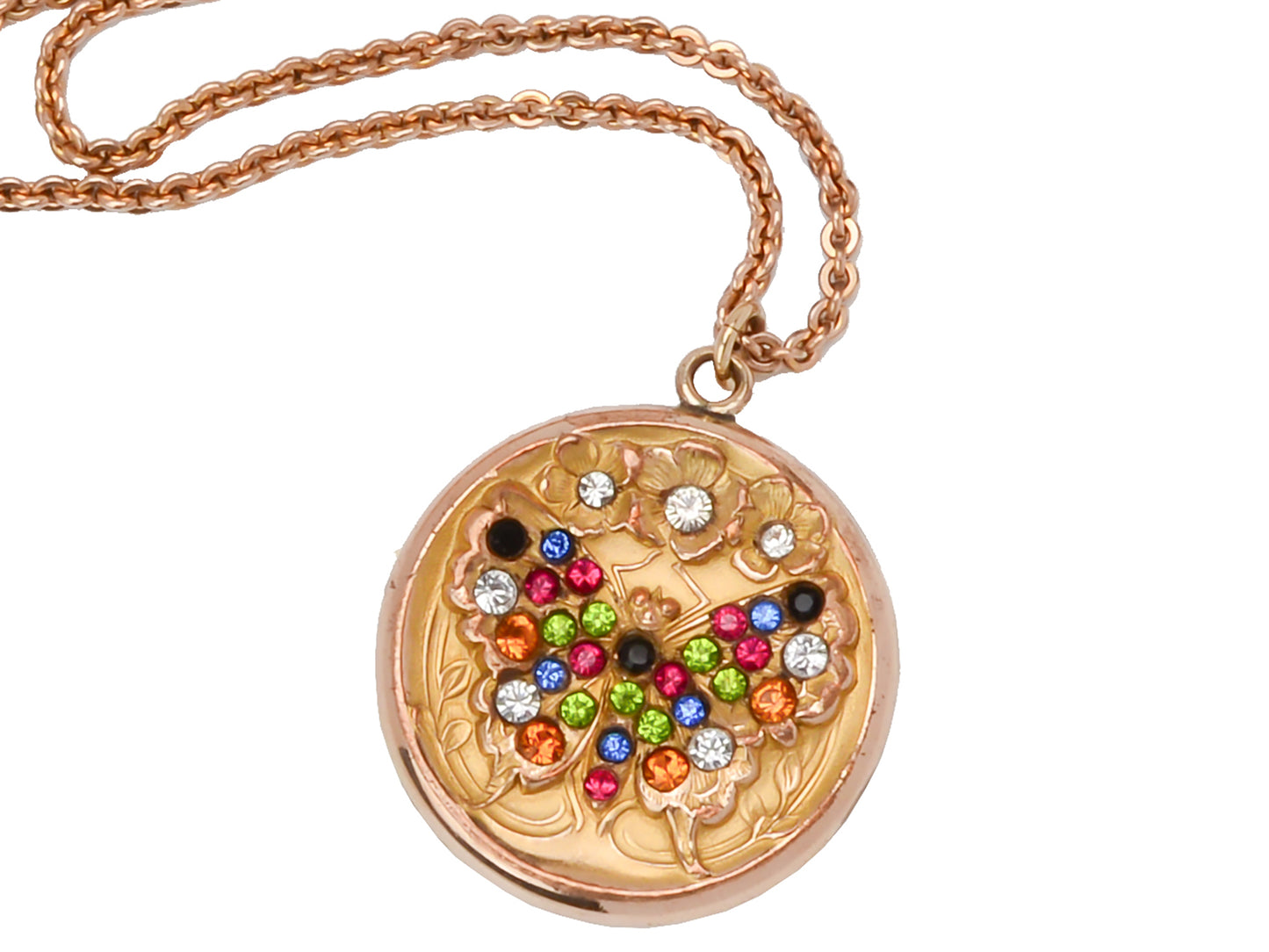 Butterfly Baby - Multicolored Paste Locket with Chain