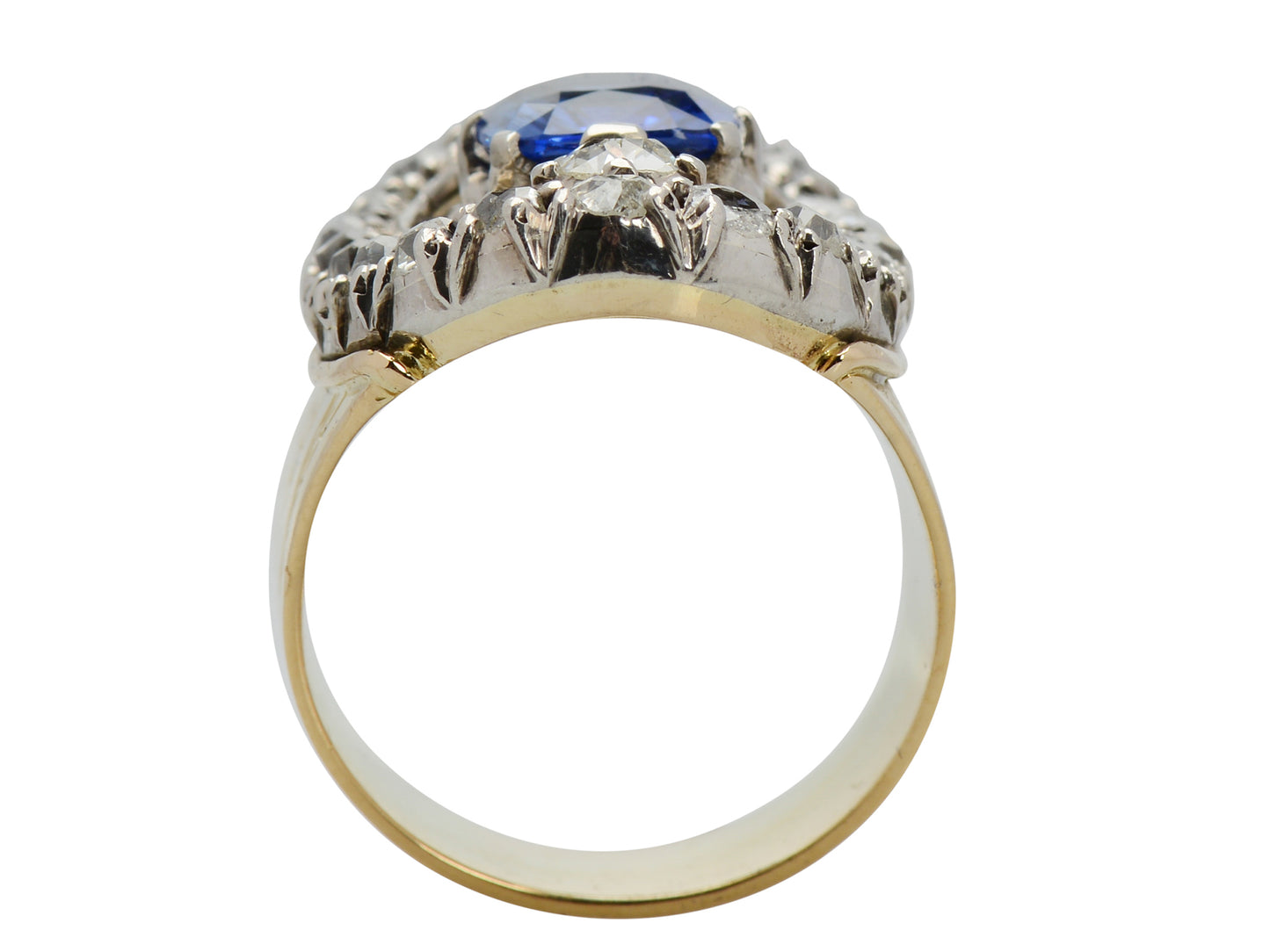 Georgian Opulence - Unheated Sapphire & Diamond Ring