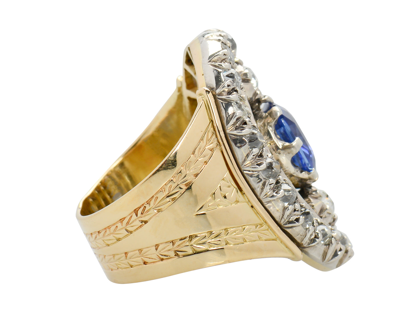 Georgian Opulence - Unheated Sapphire & Diamond Ring