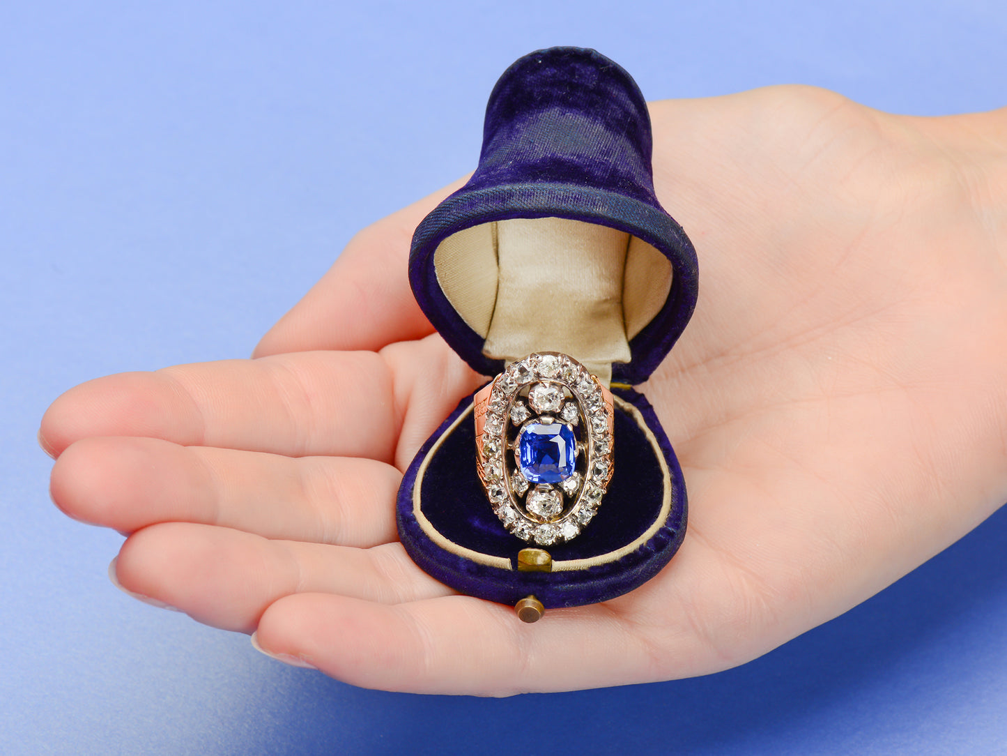 Georgian Opulence - Unheated Sapphire & Diamond Ring