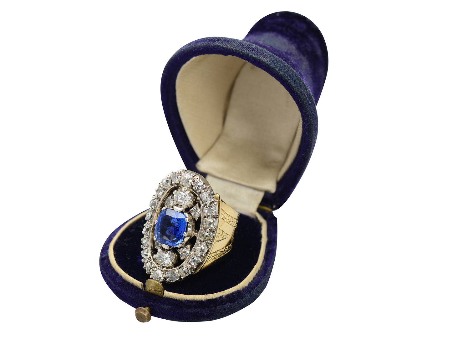 Georgian Opulence - Unheated Sapphire & Diamond Ring