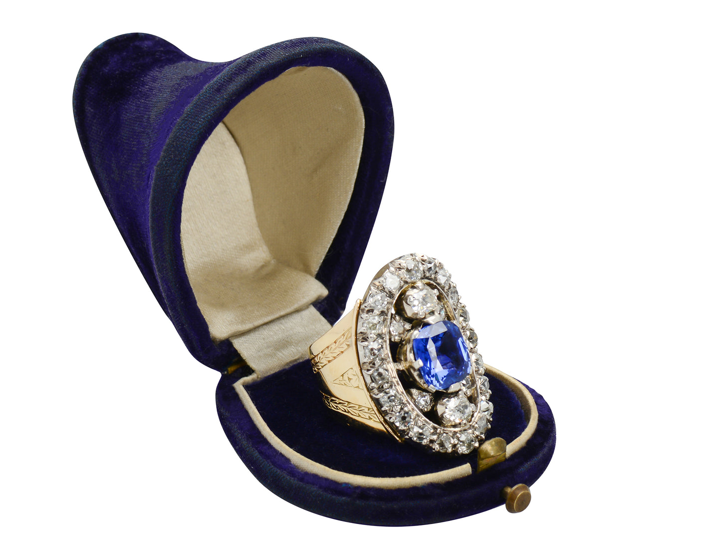 Georgian Opulence - Unheated Sapphire & Diamond Ring