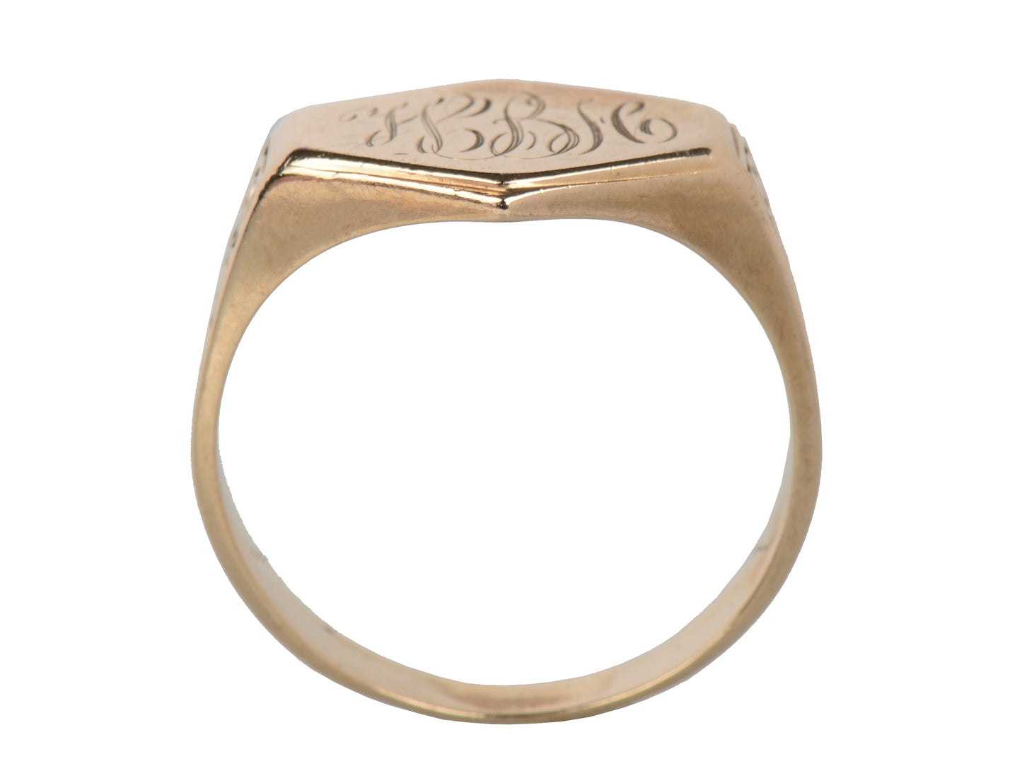 East West Oriented Gold Signet Ring