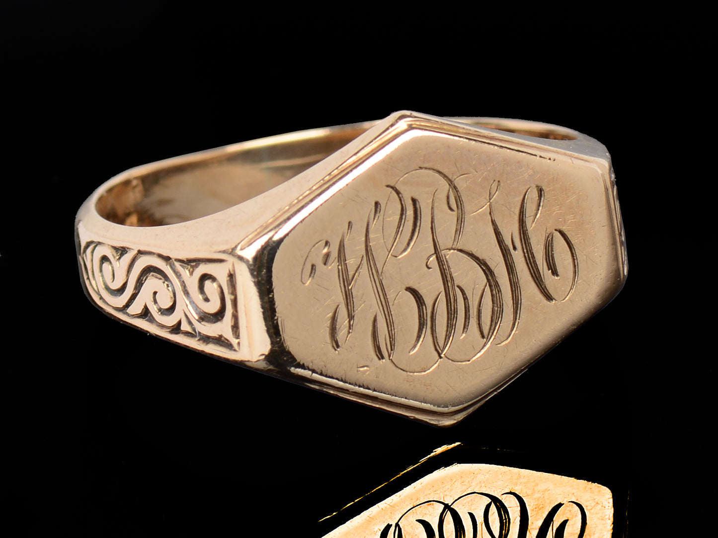 East West Oriented Gold Signet Ring