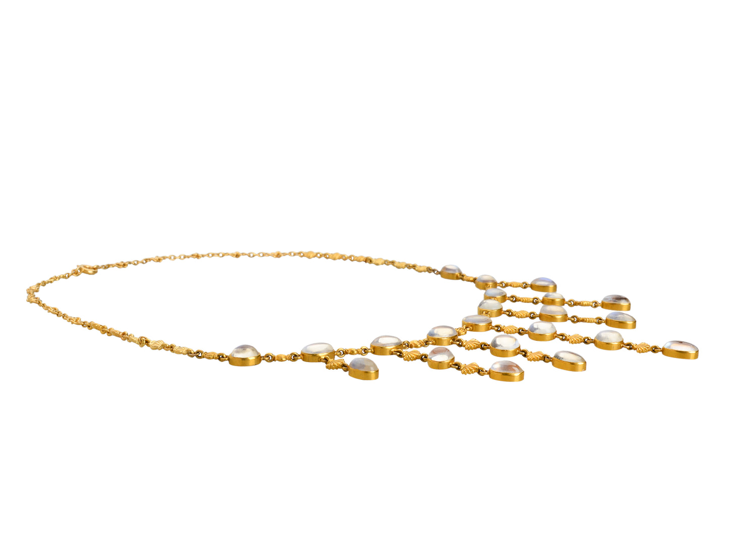 Art Nouveau Blue Moonstone Fringe Necklace