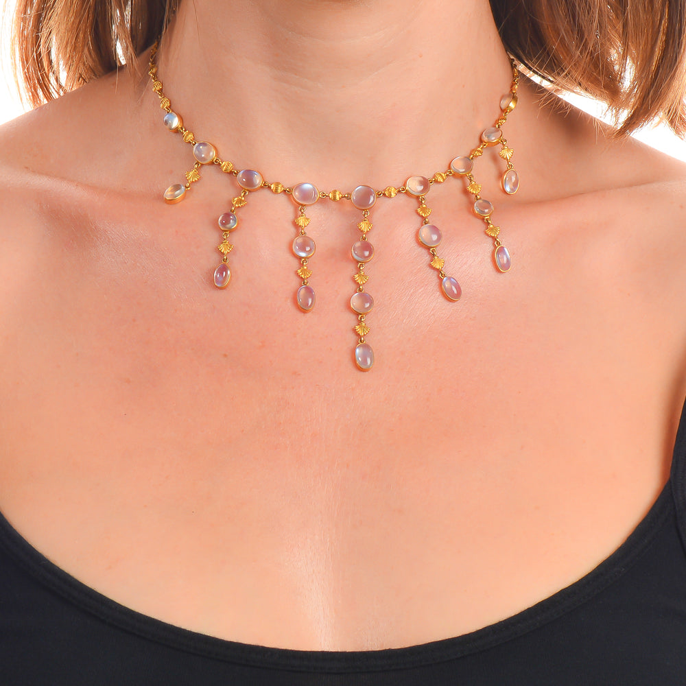 
                      
                        Art Nouveau Blue Moonstone Fringe Necklace
                      
                    