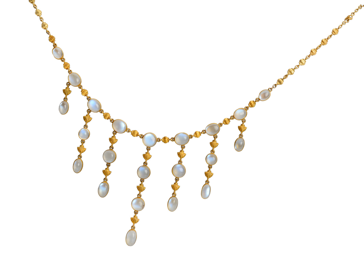 Art Nouveau Blue Moonstone Fringe Necklace