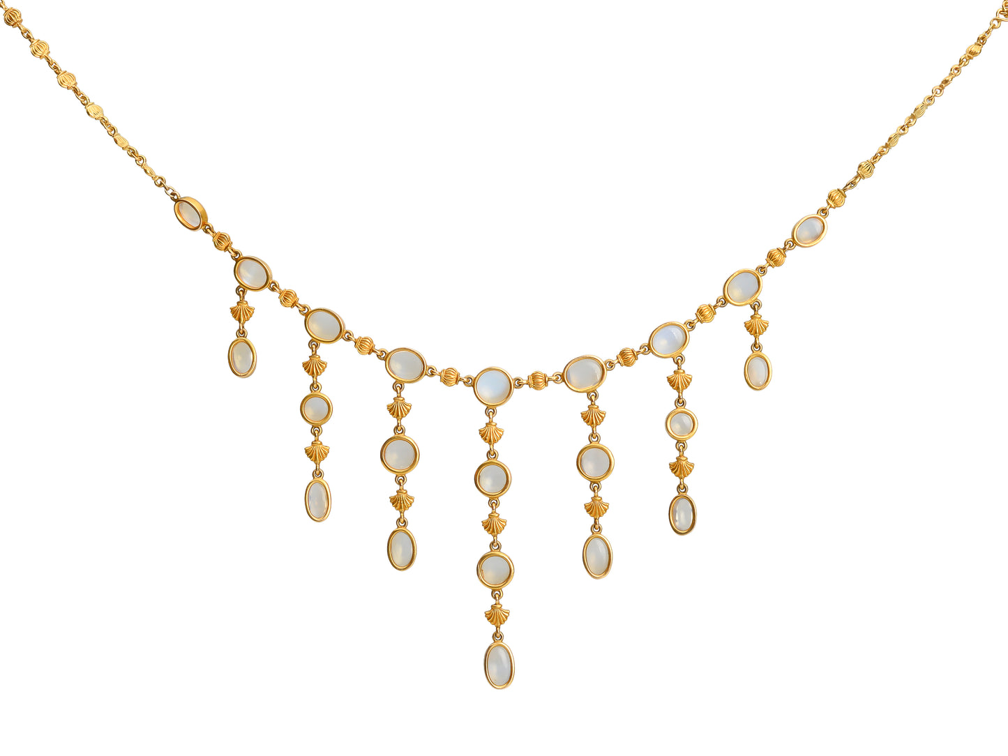 Art Nouveau Blue Moonstone Fringe Necklace