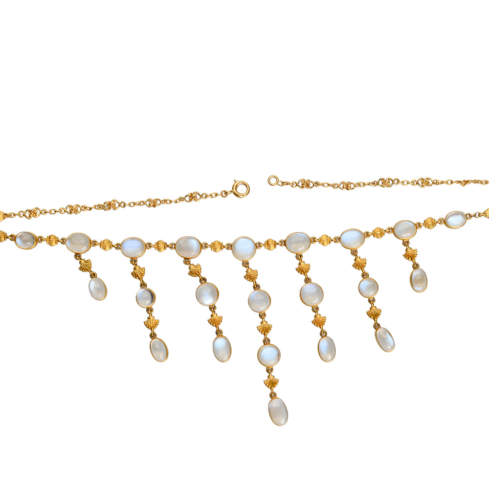 Art Nouveau Blue Moonstone Fringe Necklace