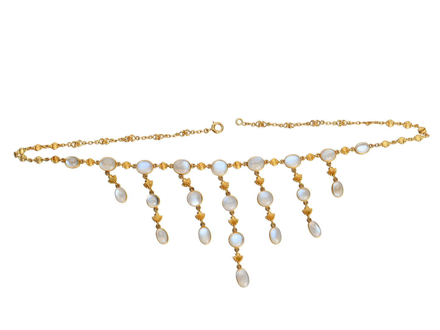 Art Nouveau Blue Moonstone Fringe Necklace