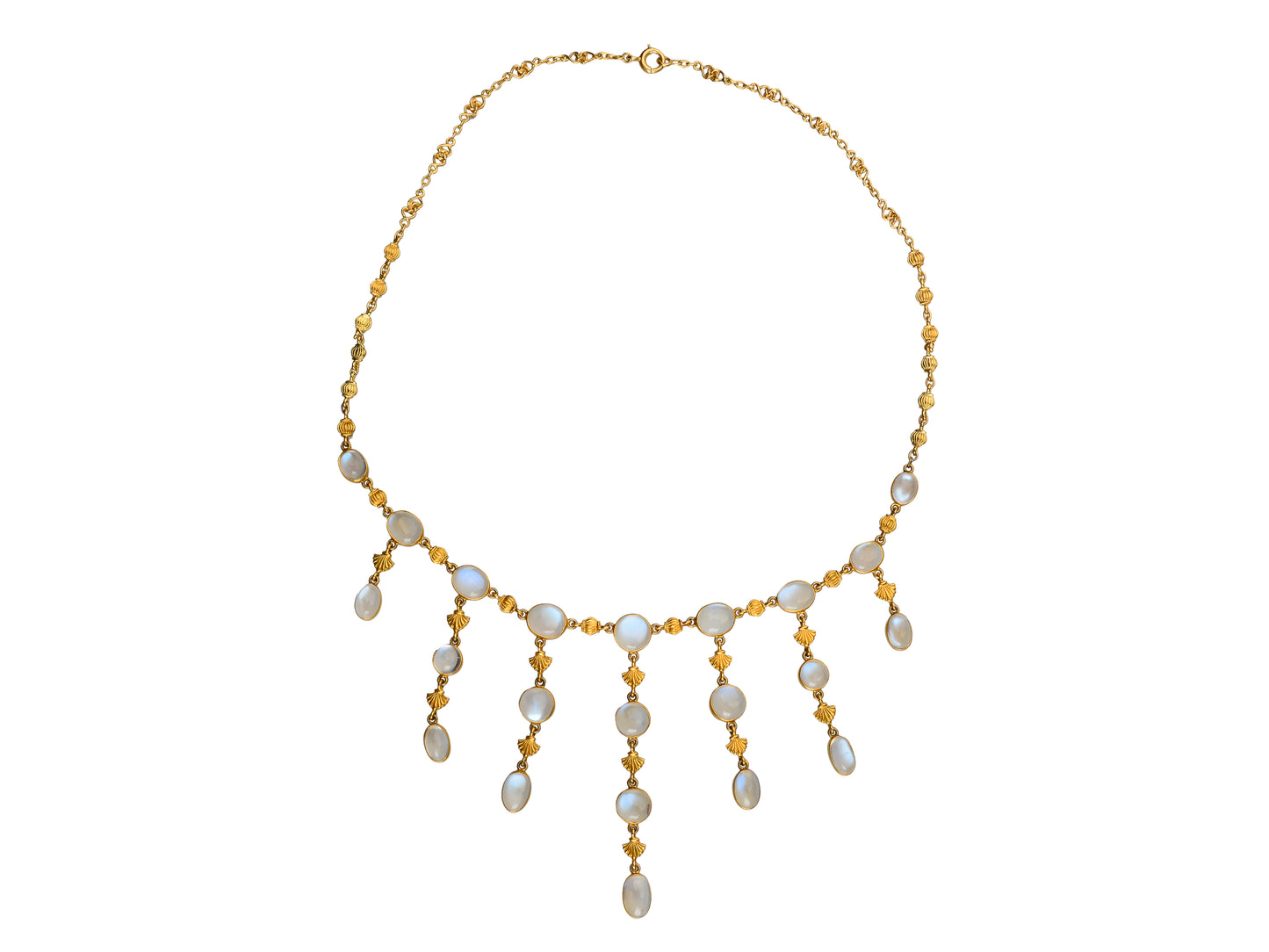 Art Nouveau Blue Moonstone Fringe Necklace