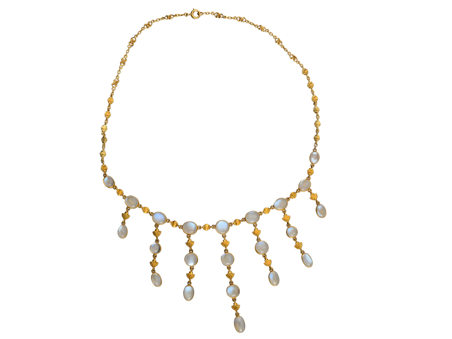 Art Nouveau Blue Moonstone Fringe Necklace