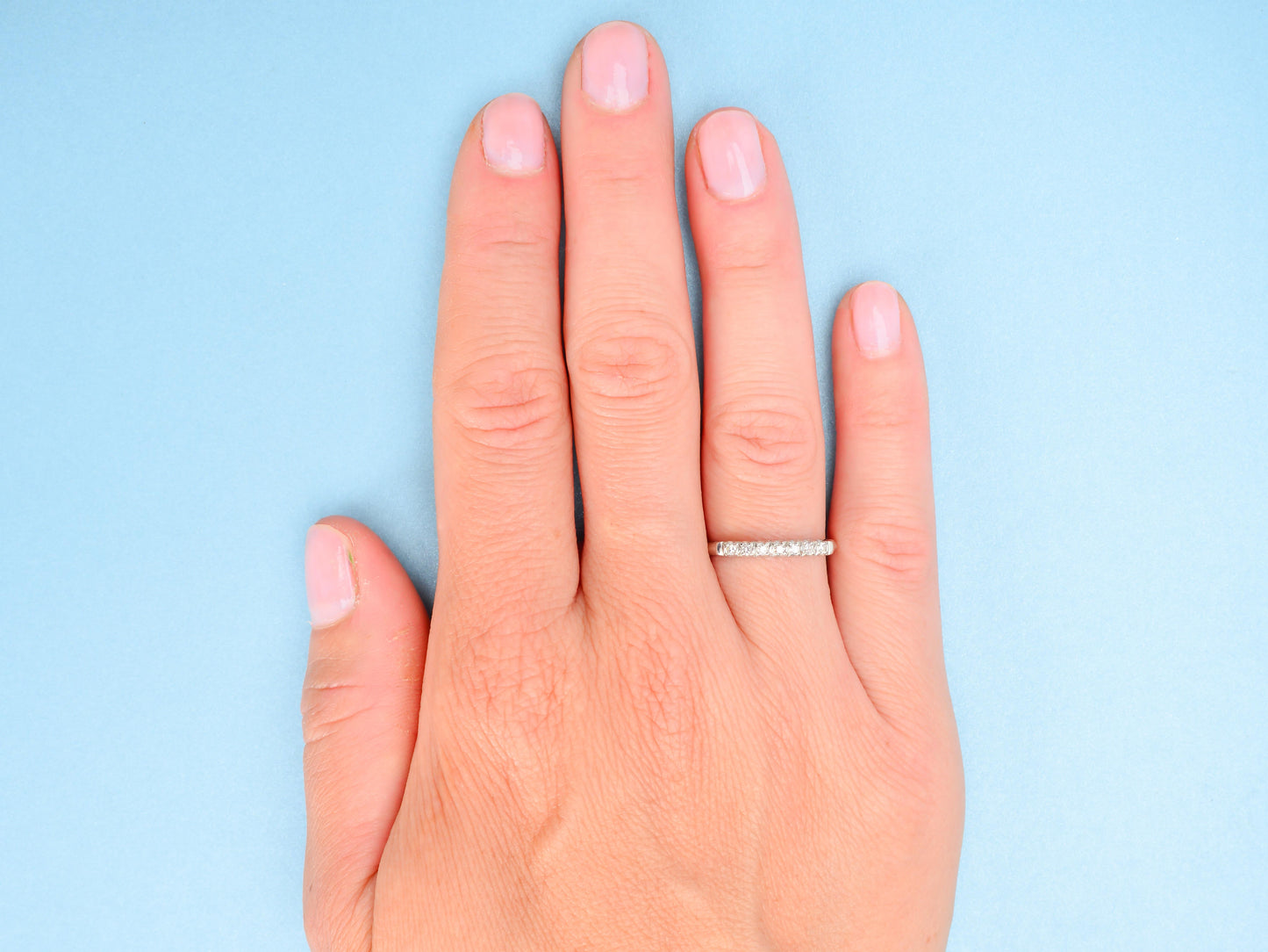 Nine Diamond Half Eternity Band in White Gold