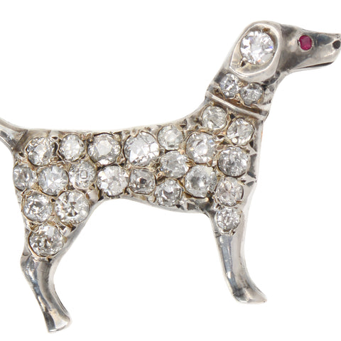 Puppy Love - Antique Diamond Dog Brooch