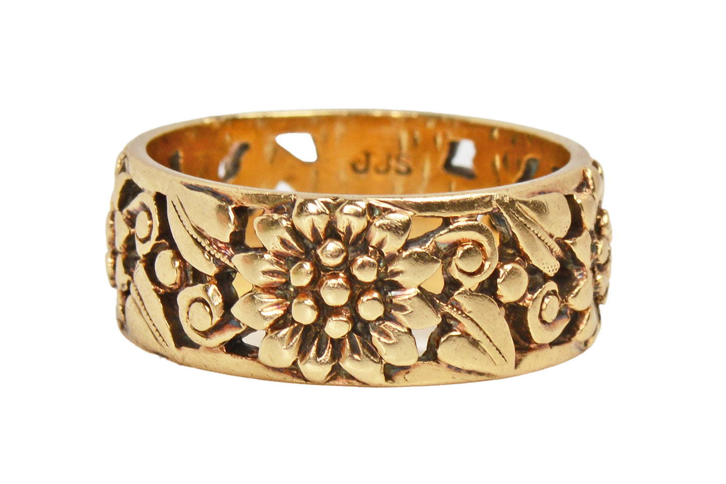 Antique Sunflower Floral Gold Wedding Band